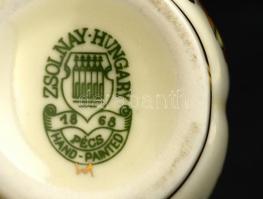 Zsolnay főleg pillangó mintás mini kaspók, tálka, doboz, kézzel festett, jelzett, hibátlan, m:6-7 cm...