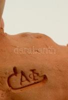 Jelzett agyag sárkány, apró kopással,  h:15 cm, m:13 cm