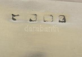 Ezüst (Ag.) monogramos doboz, jelzett (angol),  fa betéttel, bruttó:299 g, 10×9 cm