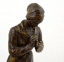 Francia spiáter imádkozó pár ( 2db), jelzett (Angelus), kopott, férfinak kis lyukkal a fején, fém ta...