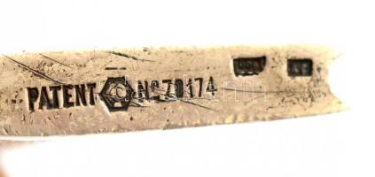 Ezüst (Ag.) gyújtó, jelzett, mesterjeggyel, gravírozott monogrammal, nettó: 19 g  4,5×2 cm