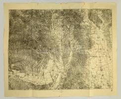 cca 1941 Kassa és környéke, katonai térkép, 1:75000. M. Kir. Honvéd Térképészeti Intézet, kissé foltos, 86x106 cm. /  cca 1941 Košice (Kaschau) and region, military map, little bit spotty, 86x106 cm.