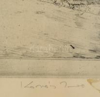 Kovács Imre (1944-): Legyen a zene mindenkié. Rézkarc, papír, jelzett, üvegezett keretben, 29×39 cm