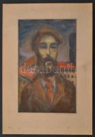Jelzés nélkül: Férfi portré. Pasztell, papír, paszpartuban, 32×20 cm