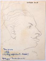 Nagy Árpád (1897-1955): Sz. Mata János karikatúra. Ceruza, papír, jelzett, 13×9 cm
