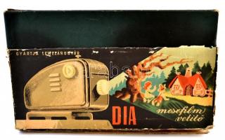 Elzet fém diavetítő, viseltes karton dobozban, 25x9x17 cm