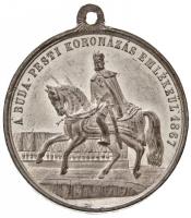 1867. "A Buda-Pesti koronázás emlékéül 1867" ón emlékérem füllel (11,79g/32mm) T:1-,2 / Hungary 1867. "For the Coronation at Buda-Pest 1867" Sn commemorative medallion with ear (11,79g/32mm) C:AU,XF