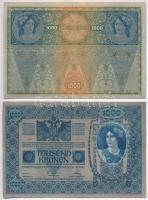 1919. (1902) 1000K függőleges piros "DEUTSCHÖSTERREICH" felülbélyegzéssel, mindkét oldal n...