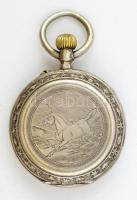 Vésett ezüst tokos zsebóra, festett számlappal, jól jár, szép állapotban, másodpercmutató törött. / ...