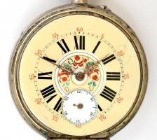 Vésett ezüst tokos zsebóra, festett számlappal, jól jár, szép állapotban, másodpercmutató törött. / ...