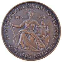 1934. "Magyarországi Királyi Közjegyzők Országos Egylete 1884-1934" Br emlékérem (39,61g/49mm) T:2 / Hungary 1934. "Magyarországi Királyi Közjegyzők Országos Egylete 1884-1934 (National Association of the Hungarian Royal Notaries 1884-1937)" Br commemorative medallion (39,61g/49mm) C:XF