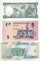 Vegyes: Eritrea 1997. 1N + Nigéria 2006. 5N + Zambia 1992. 20K T:I nyomdai papírránc
Mixed: Eritrea...