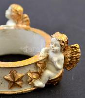 Angyalkás szalvétagyűrű (8 db), festett műgyanta, d:5 cm