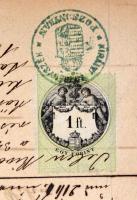 1872-1887 2 db Okirat (törvényszéki, közjegyzői), 1 ft. és 50 kr. okmánybélyeggel