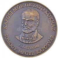 ~2000. "Kaposi Mór Oktató Kórház - Somogy megye Kaposvár" Br plakett (157,86g/106mm) T:2 / Hungary ~2000. "Kaposi Mór Teaching Hospital - Somogy County Kaposvár" Br plaque (157,86g/106mm) C:XF