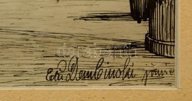 Edu Dombinski: Bécs, Stephansdom. Rézkarc, papír, jelzett, paszpartuban, 28x18 cm