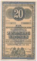 Sopronnyék / hadifogolytábor 1916. 20K arab sorozat- és sorszámmal T:III kis szakadás