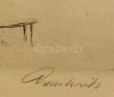 Paulovits Pál (1892-1975): Part menti fák. Rézkarc, papír, jelzett, 23×31 cm