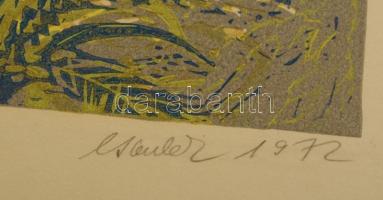 Csavlek András (1942-): Virágok. Szitanyomat, papír, jelzett, 42x28 cm