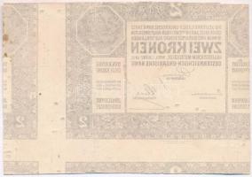 1917. 2K piros próbanyomata, előlapon csak magyar nyelvű szöveg, vastag kartonszerű papíron, ceruzáv...