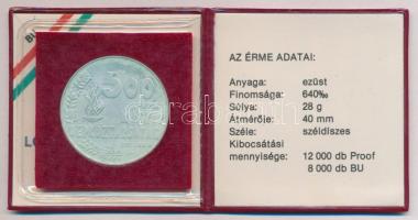 1984. 500Ft Ag "Nyári Olimpiai Játékok - Los Angeles" eredeti tokban, tanúsítvánnyal T:BU
...