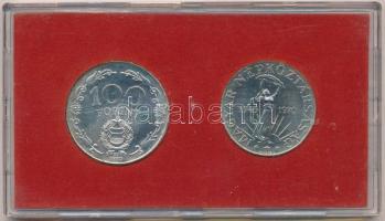 1970. 50Ft Ag + 100Ft Ag "Felszabadulás" pár, eredeti sérült MNB plasztiktokban (piros) T:...