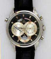 Omega DeVille rattrapante automata karóra igényes replika. Bőr szíjjal. Jó állapotban. / Replica