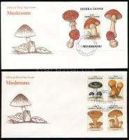 Mushrooms set + block on 2 FDC, Gomba sor + blokk 2 db FDC-n