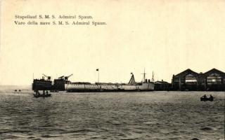 Az SMS Admiral Spaun, a K.u.K. haditengerészet könnyűcirkálójának vízre bocsájtása / Stapellauf SMS Admiral Spaun / Launching of the SMS Admiral Spaun, K.u.K. Kriegsmarine. G. Fano