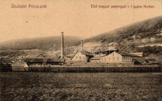 Özörény, Horka, Gemerská Horka (Pelsőc); Első Magyar Papírgyár Rt. gyára. Pártos Mór No. 1109. / paper factory