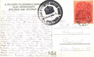 1938 Ipolyság, Sahy; bevonulás kerékpáros katonákkal / entry of the Hungarian troops, soldiers on bi...