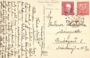 Márkusfalva, Markusovce; utcakép automobillal, Máriássy kastély. Hermann Honig kiadása / street view...