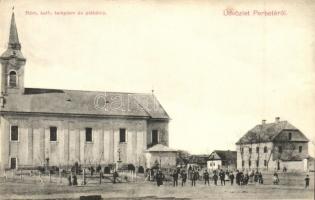 Perbete, Pribeta; Római katolikus templom és plébánia, tér / church and parish, square