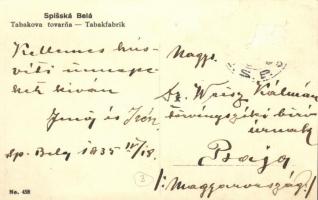 Szepesbéla, Spisska Bela; Dohánygyár / Tabakova tovarna / tobacco factory
