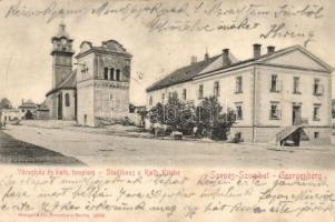 Szepesszombat, Spisská Sobota, Georgenberg;Városház és Katolikus templom / town hall, church (fl)