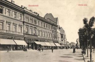 Kecskemét, Kőrösi utca, Takarékpénztár, Gyógyszertár, Lőwy Soma, Mallár József, Fehér Dávid, Szél Nándor üzletei (EK)