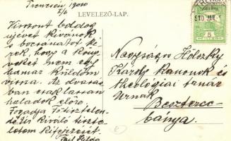 Trencsén, Trencin; Torony utca, Várostorony, Blaschke E. és Köves üzlete. Gansel Lipót kiadása / tow...