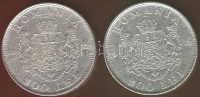 Románia 1942. 200L Ag (2x) T:2 egyiken kis ph.