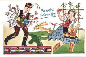 Húsvéti üdvözlet / Easter greeting postcard, folklore, s: R. L.