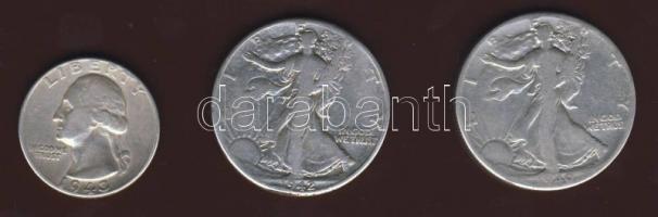 USA 1940,42. 1/2$ Ag "Liberty" T:3 + 1943. 1/4$ Ag "Liberty" T:2/3