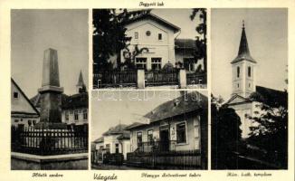 Várgede, Hodejov; Hősök szobra, Jegyzői lak, Hangya szövetkezet üzlete / monument, notarys home, cooperative shop