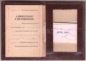 1970 Fényképes ügyvédi igazolvány szarvasi ügyvéd részére, hosszabbításokkal