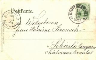 Stuttgart, Anlagensee mit Residenzschloss, K. Interim-Hoftheater / promenade, castle, theatre. Künst...