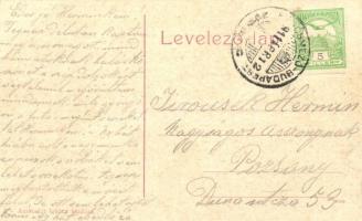 Huszt, Chust; utcakép a Polgári leány iskolával. Ausländer Ignác kiadása / street view with girl sch...