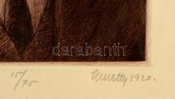 Kmetty János (1889-1975):  Önarckép 1920. Rézkarc (15/75), papír, jelzett, 21×14 cm