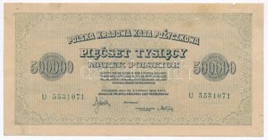 Lengyelország 1923. 500.000M T:III tűly., kis anyaghiány Poland 1923. 500.000 Marek C:F needle hole, small material flaw Krause 36