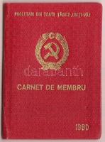 1980 a Román Kommunista Párt fényképes párttagkönyve
