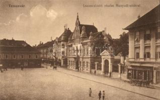Temesvár, Timisoara; Losonczi tér, Hunyadi utca. Moravetz testvérek könyvkereskedése / square, street (fa)