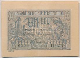 Románia 1915. 1L T:II tűly. Romania 1915. 1 Leu C:XF needle hole Krause 17