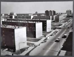 cca 1950 19 db fotó Sztálinvárosról, borító nélküli albumba rendezve, 9×12 cm